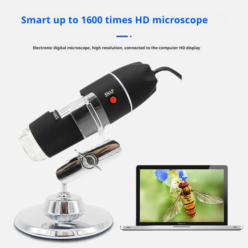 Optical Zoom 500X 1000X 1600X Electron Microscope 8-Light Usb Digital Microscope with Measurement Peaceful Pleasures Health and Wellness