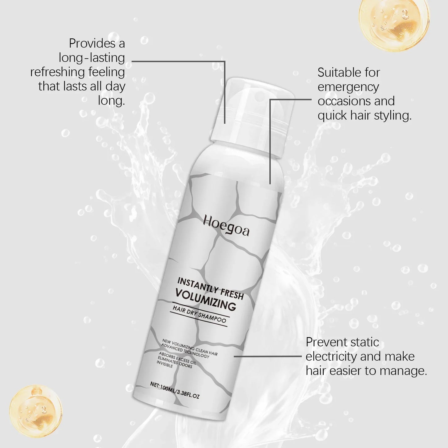 HOEGOA Dry Shampoo Spray – Oil Control, Volume & Anti-Frizz