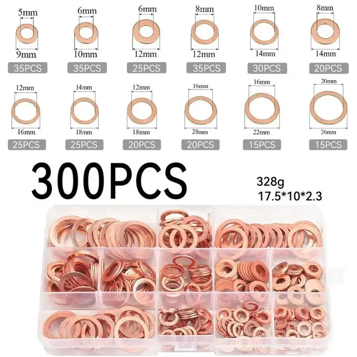 Flat Ring Seal Gasket Fastener Assortment Packing List Electrical