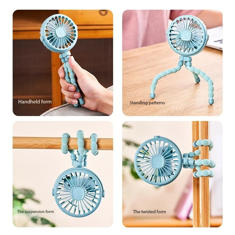 Octopus Mini Clip-On Fan with Night Light | Stroller & Travel
