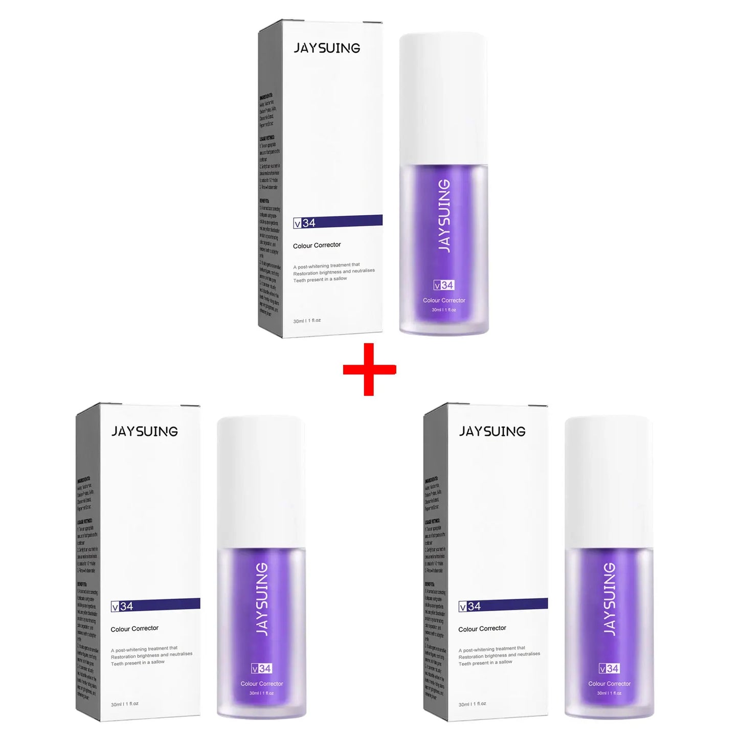 Jaysuing V34 Purple Toothpaste | Color Correcting Teeth Whitener