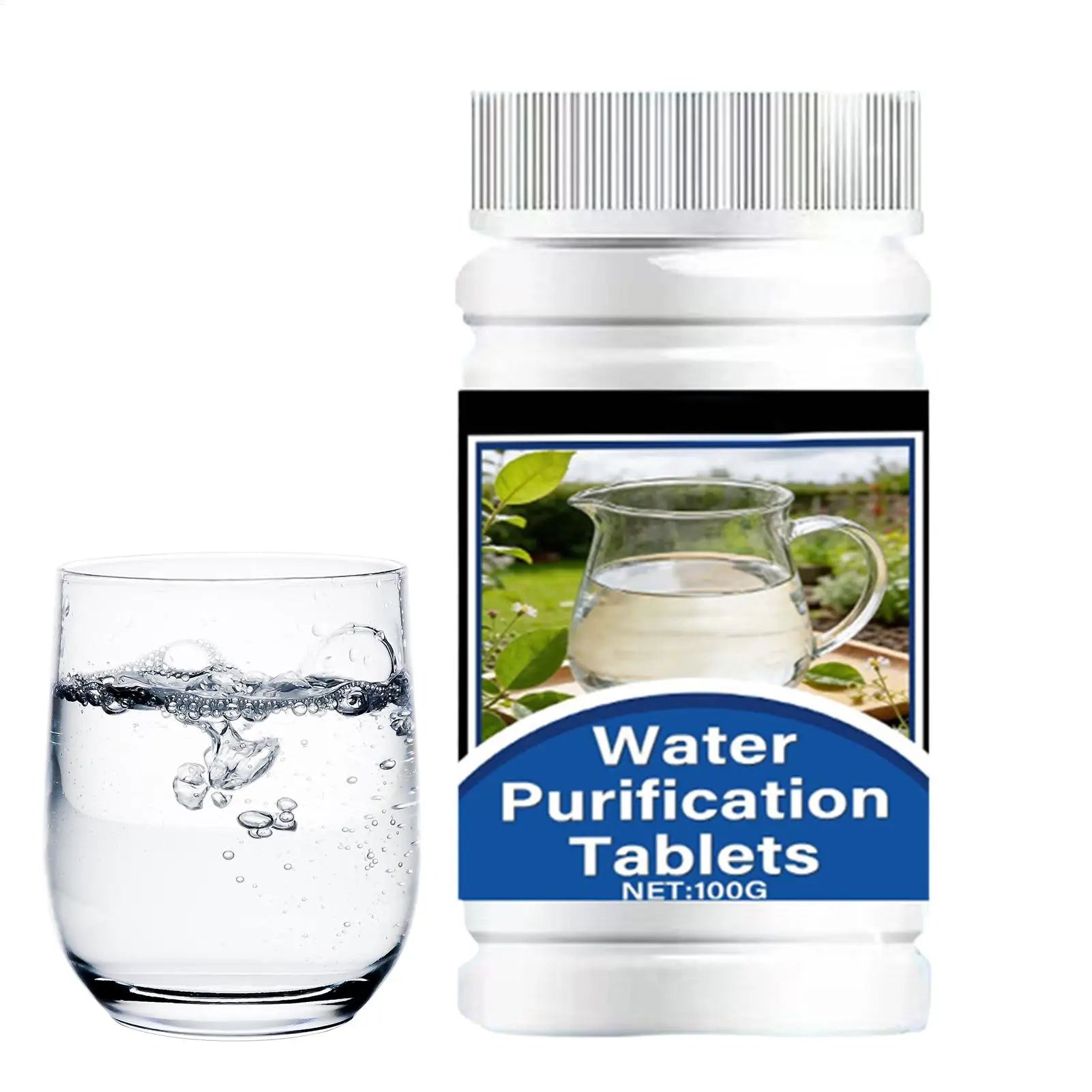 Water Purification Tablets 100g Drinking Purifier Tablets Hiking Water Purification for Survival Apartment Camping Hiking Peaceful Pleasures Health and Wellness