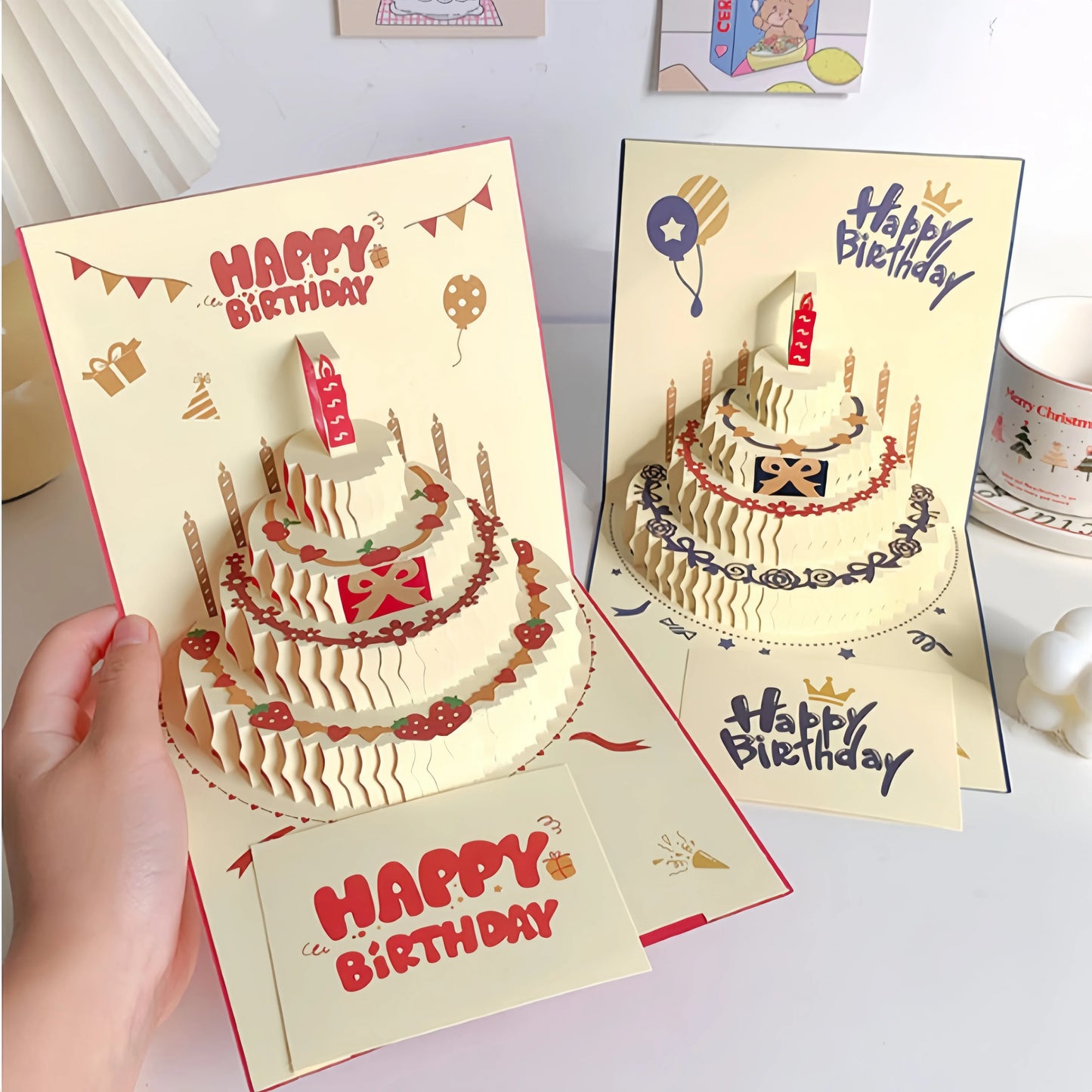 3D Pop-Up Birthday Cake Greeting Card with Envelope Pop-Up Greeting Card Peaceful Pleasures Health and Wellness