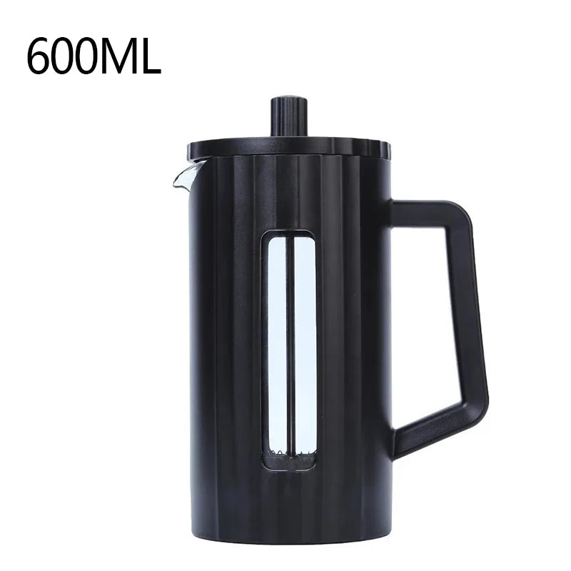 1000ML/ 600ML French Press Coffee Maker High Borosilicate Glass House Coffee Brewer Milk Foam Frother Barista Tea Maker Peaceful Pleasures Health and Wellness black 600ml