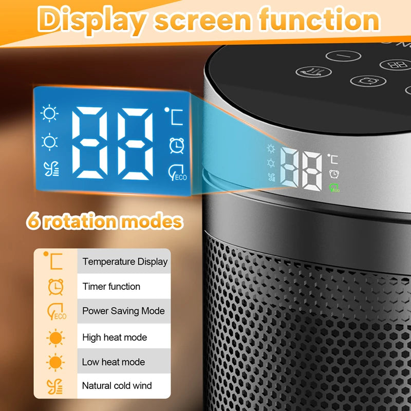 Electric Heater 1500W Space Heater Indoor Energy Saving Hot Air Heater With Remote Control Timer Warmer For Office Home Peaceful Pleasures Health and Wellness