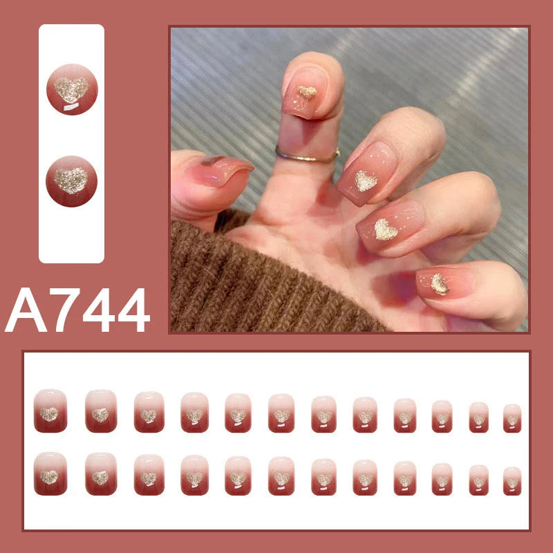 24Ps/Set Kids Fun Cute Wearing False Nails Fresh Bright Removable Press On Nail Tips Full Cover French Acrylic Fake Nails Peaceful Pleasures Health and Wellness A2