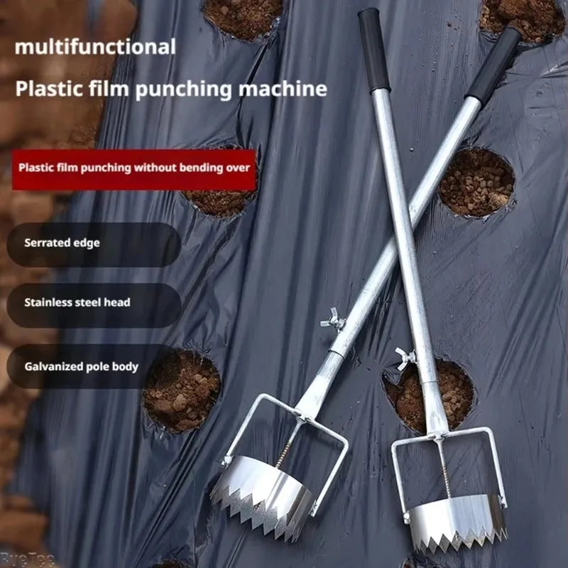 Heavy Duty Mulch Film Hole Puncher – Adjustable Garden Dibber