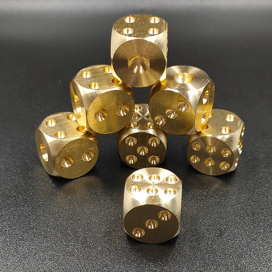 Elegant Brass Dice Carved Board Game Set, Perfect for Bar Games & Tabletop Fun, Unique Gift Idea for Gamers & Collectors Peaceful Pleasures Health and Wellness