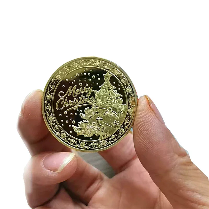 Merry Christmas Gold Metal Commemorative Souvenir Coin