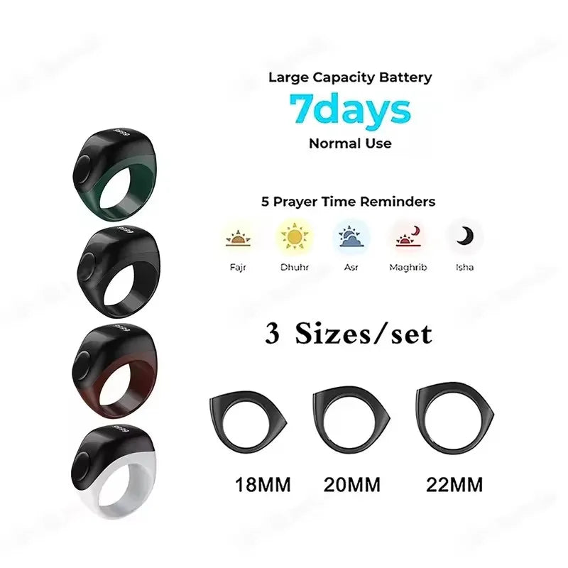 2026 New Smart Ring Men Women Prayer Reminder Tasbih counter Display Time 49 Inch HD Screen Bluetooth Life WaterProof Smartring Peaceful Pleasures Health and Wellness