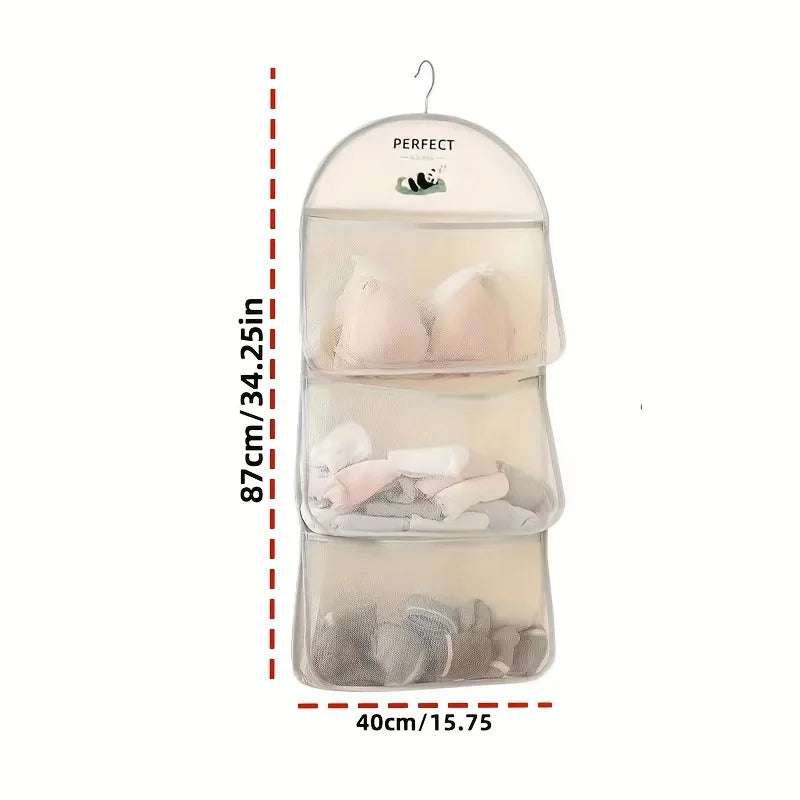Nylon Mesh Hanging Storage Bag – Wall-Mounted Closet Organizer