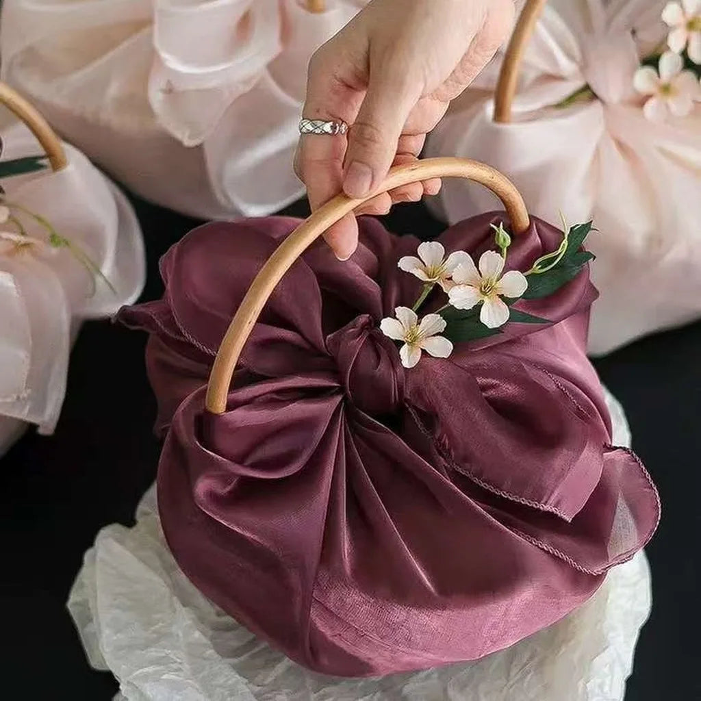 Rattan Gift Basket with Floral Decor | Wedding & Holiday Hamper