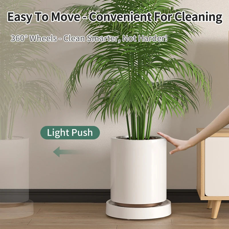 Plant Pot Tray on Wheels | Silent, Leak-Proof Rolling Base