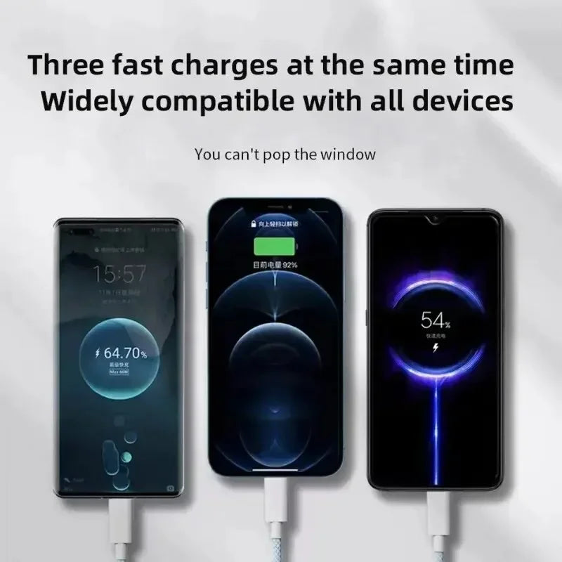 3-in-1 USB-C Cable 66W Fast Charging – iPhone & Android