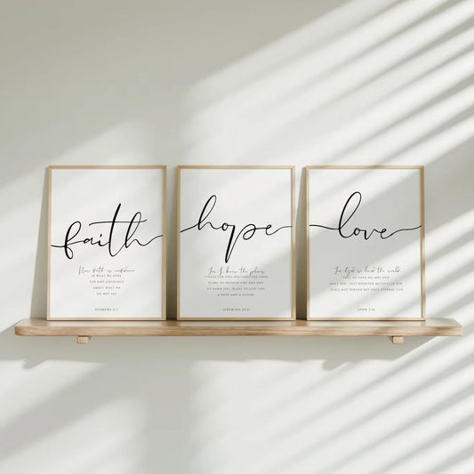 Faith Hope Love Bible Verse Christian Canvas Wall Art Print Christian Canvas Print Peaceful Pleasures Health and Wellness
