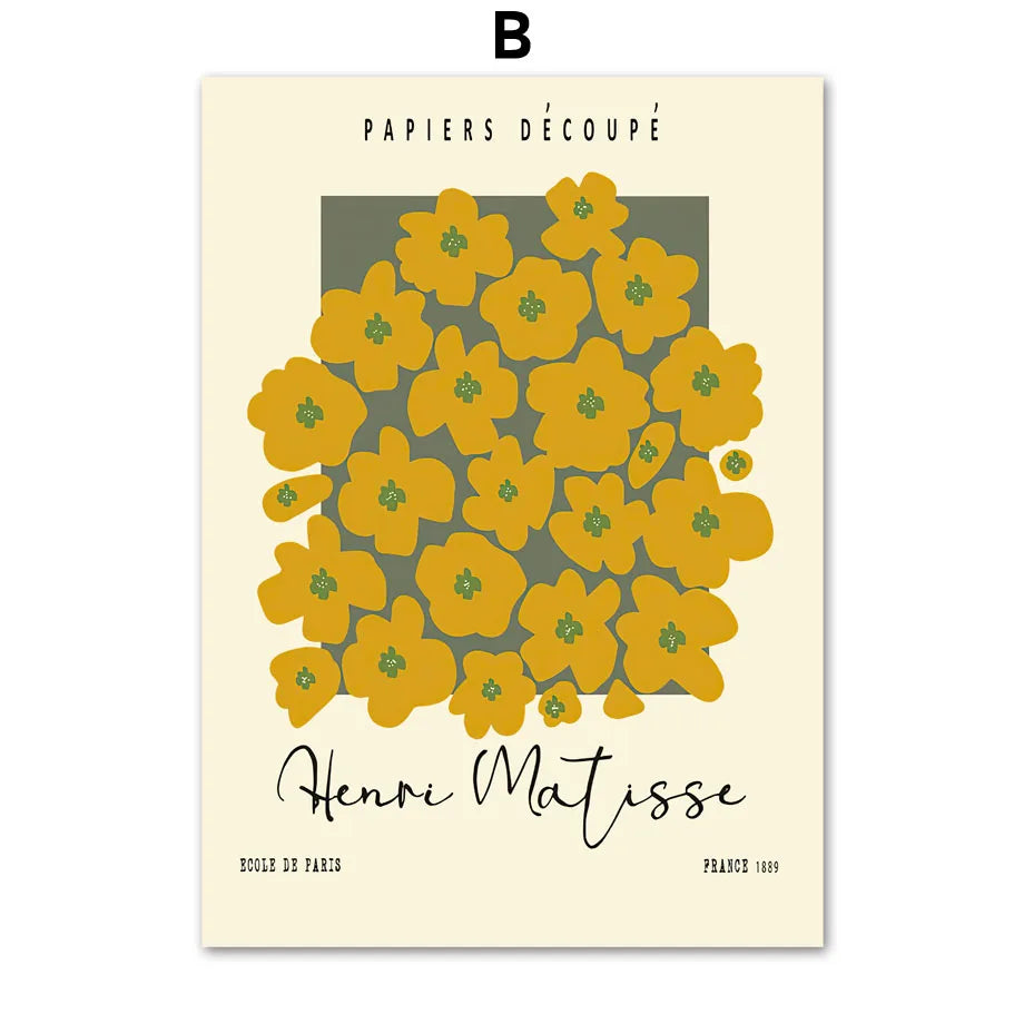 Sage Green Matisse Abstract Flower Canvas Wall Art Print