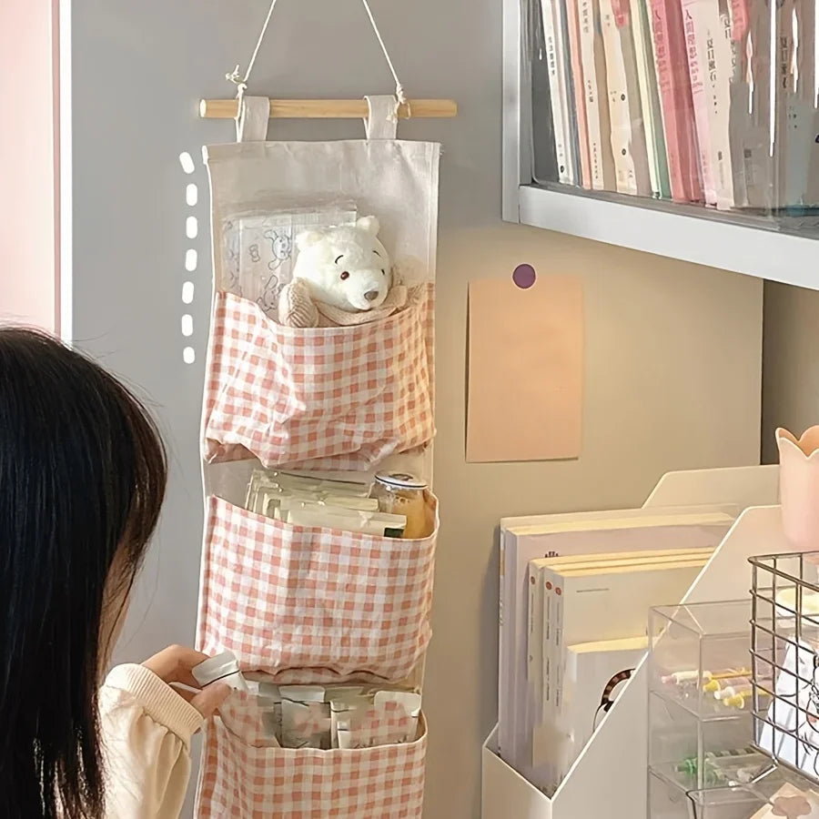 Four Seasons Storage Bag Dormitory Cute Hanging Door Wall Multi Layer Miscellaneous Hanging Bag Wall Hanging Fabric Storage Bag Peaceful Pleasures Health and Wellness