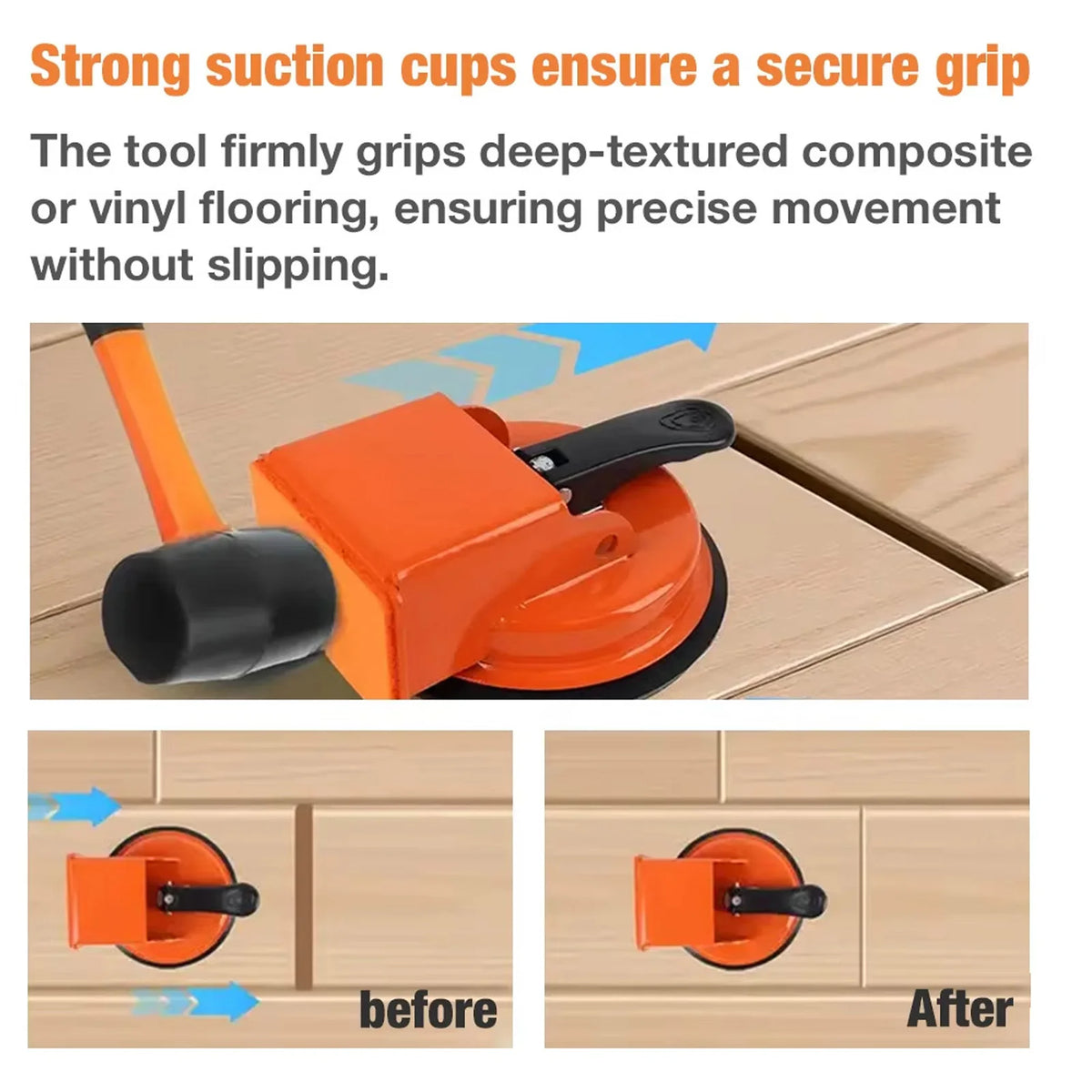 Professional Floor Gap Repair Kit Floor Gap Fixer Tool Heavy Duty Repair Professional Suction Cup with 3 Reusable Patches Orange Peaceful Pleasures Health and Wellness
