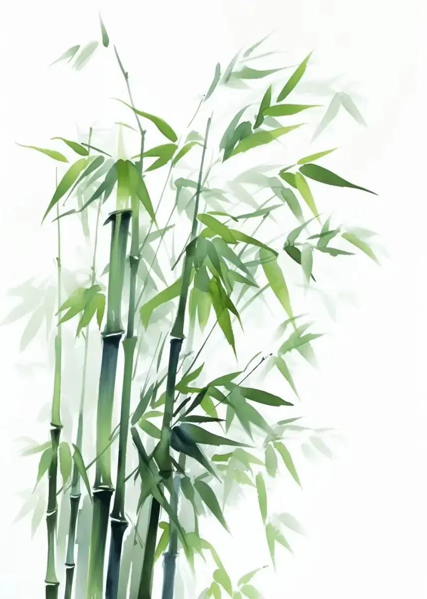 Japanese Autumn Watercolor Canvas Wall Art | Bamboo Blossom