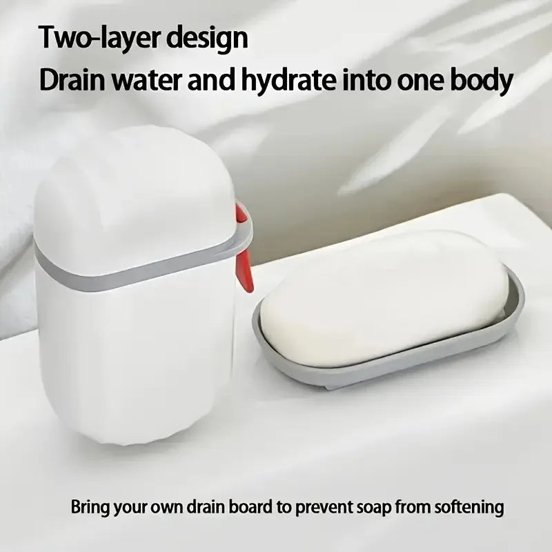 Portable Travel Soap Box with Lid, Drain & Leak-Proof Case