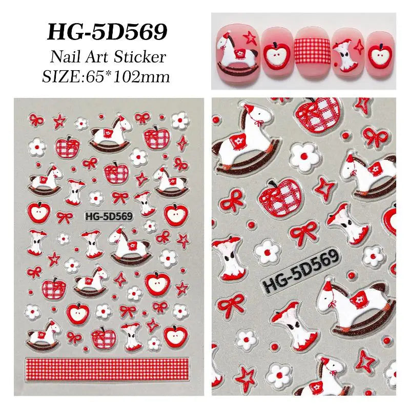 Cute Cartoon Pony Nail Stickers DIY Nail Stickers Nail Decorations Accessories Year Of The Horse Nail Appliques Art Sticker Peaceful Pleasures Health and Wellness A1