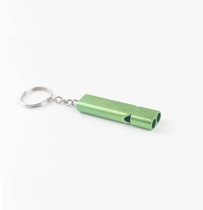 Whistle Flat Aluminum Alloy Dual Frequency Survival Double Tube Outdoor Survival Survival Whistle Equipment Equipped EDC Tool Peaceful Pleasures Health and Wellness green