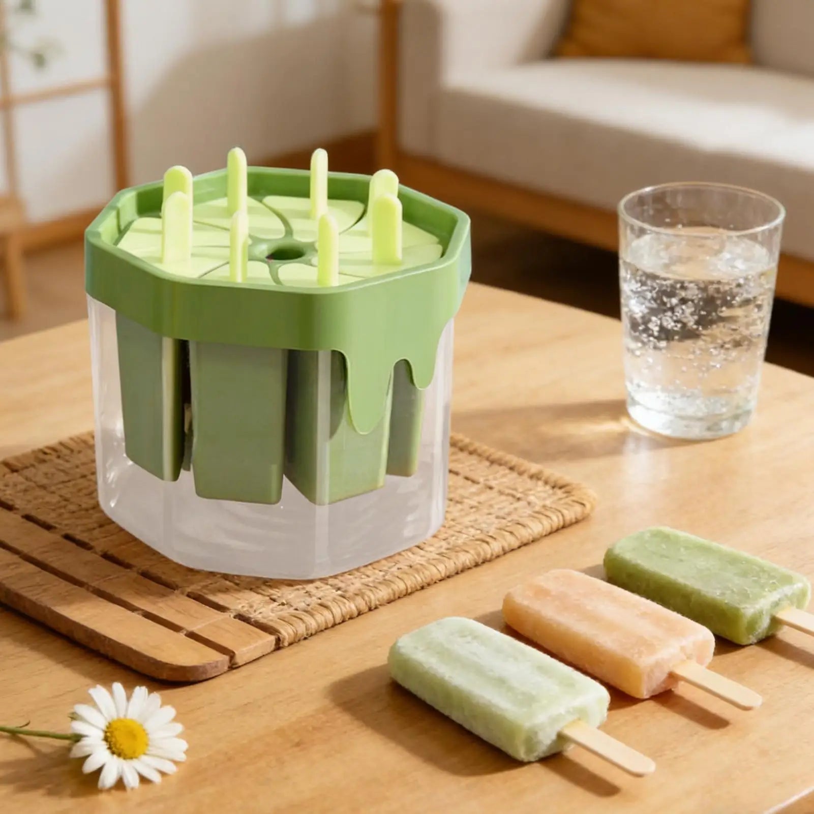 Ice Pop Molds 8-Cavity Reusable Non-Stick Easy Release Popsicles Maker For Summer Home Freezer, Juice Milk Fruit DIY Peaceful Pleasures Health and Wellness