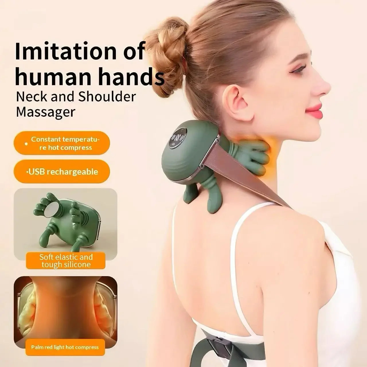 2026 New LCD Display 4D Simulated Hand Shoulder Neck Massager Cervical Massager for Trapezius Muscle Neck Massage Birthday Gift Peaceful Pleasures Health and Wellness