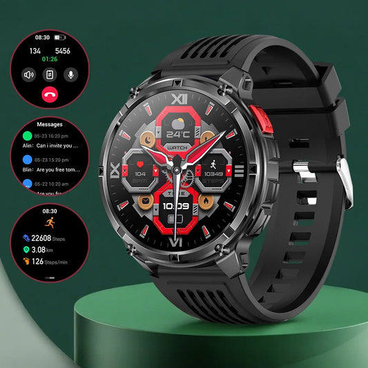 Yoateo Smart Watch – 1100mAh Battery, Bluetooth Call & Compass Outdoor Smart Watch Peaceful Pleasures Health and Wellness