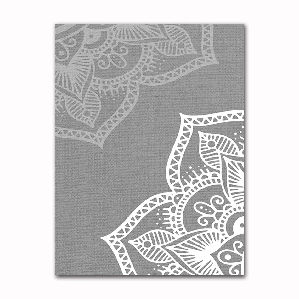 Bohemia Mandala Floral Beige Abstract Posters Canvas Painting Wall Art Print Pictures for Living Room Interior Home Decoration Peaceful Pleasures Health and Wellness T60314-07 30x40cm Unframed