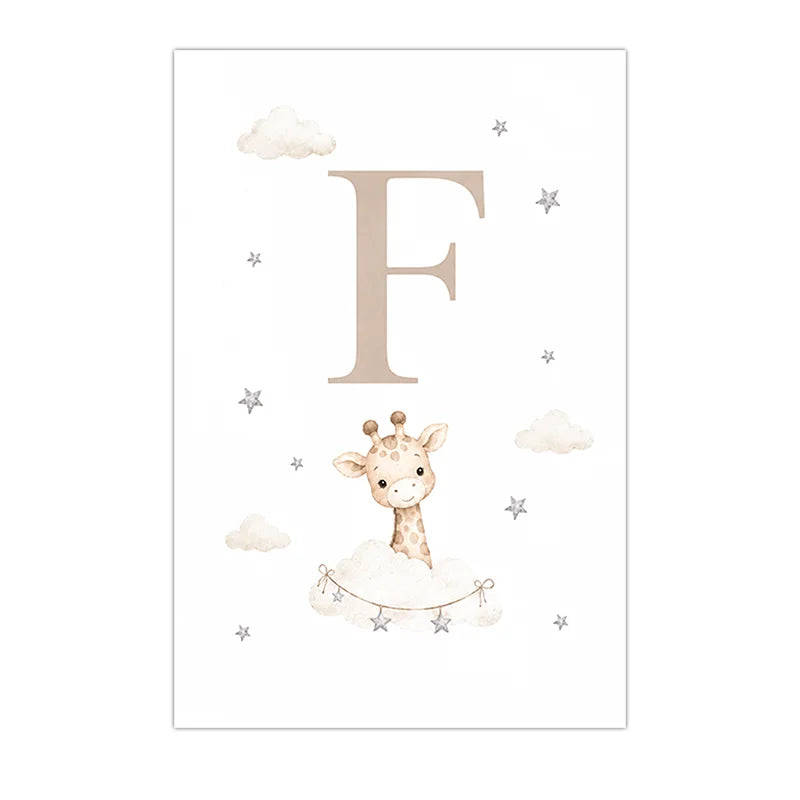 Custom Alphabet Wall Art Cute Animal Letter Canvas Painting Nursery Poster Print For Kids Room Wall Decor Peaceful Pleasures Health and Wellness F 50x70cm NoFrame China Mainland