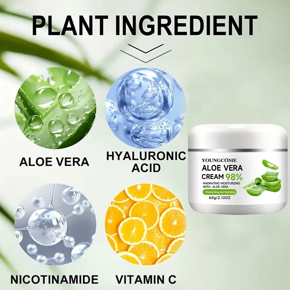 YOUNGCOME 98% Aloe Vera Face Cream – Anti-Aging Moisturiser Aloe Vera Face Cream Peaceful Pleasures Health and Wellness