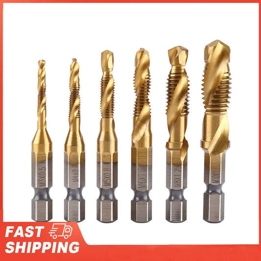 Metric Thread M3-M10 Titanium Coated HSS Drill Tap Bits 1 4 Hex Shank Peaceful Pleasures Health and Wellness