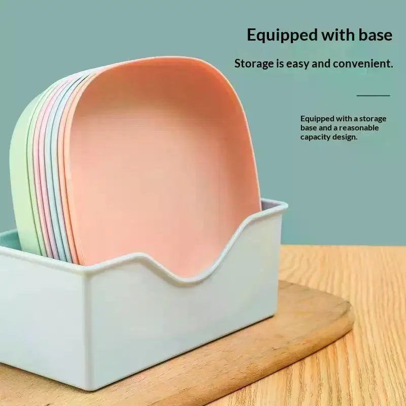 10-Piece Reusable Snack & Dessert Plates with Built-In Base