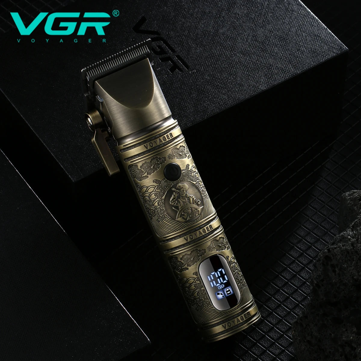 VGR professional high-end hair trimmer set, retro metal electric push shear, home LED intelligent digital hair clipper, shaver Peaceful Pleasures Health and Wellness
