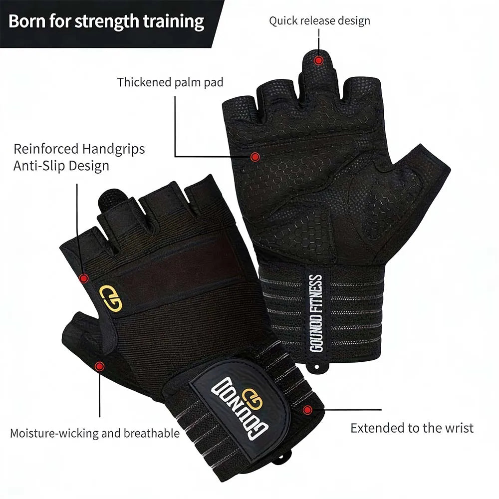 Wrist Support Workout Gloves, Anti-Slip Breathable Half Finger for Weightlifting, Gym, Pull-Ups, Dumbbell, Cycling, Climbing Peaceful Pleasures Health and Wellness