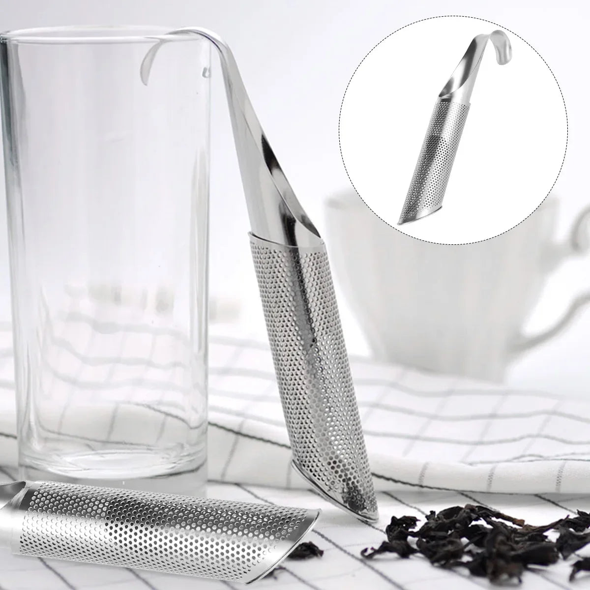 Tea Infuser Tea Strainer Wand Food Grade Curved Handle Tea Diffuser Stainless Steel Hook Tea Infuser For Loose Tea Leaf Coffee Peaceful Pleasures Health and Wellness