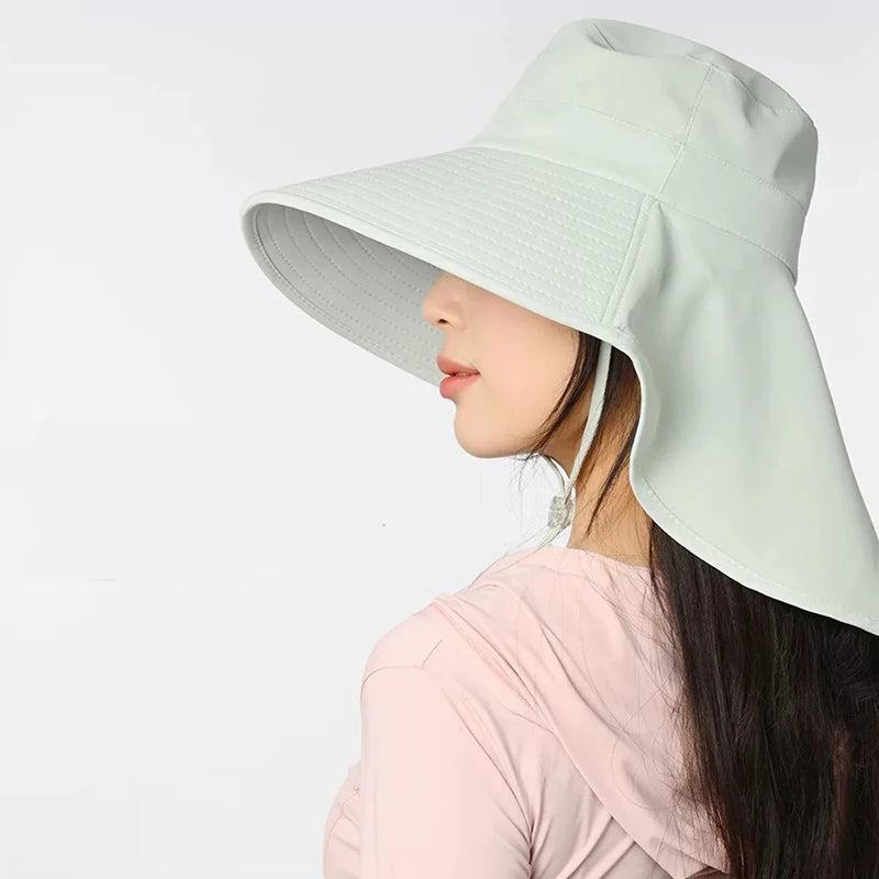 A Large Shawl Sun Hat Covering The Face Windproof and UV-resistant A Versatile Cycling Sun Hat A Fisherman's Hat for Women Peaceful Pleasures Health and Wellness