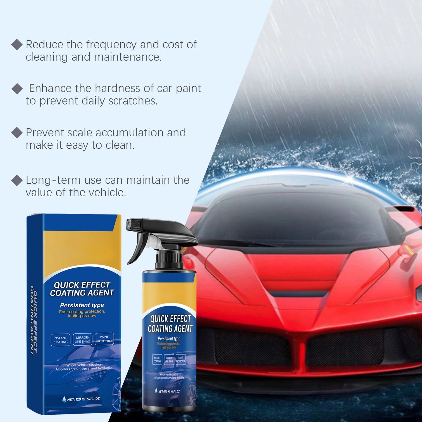 Coating Spray Quick-Dry Restores Glossy Quick Effect Coating Agent High Gloss Long Lasting Paint Protection Car Care Peaceful Pleasures Health and Wellness