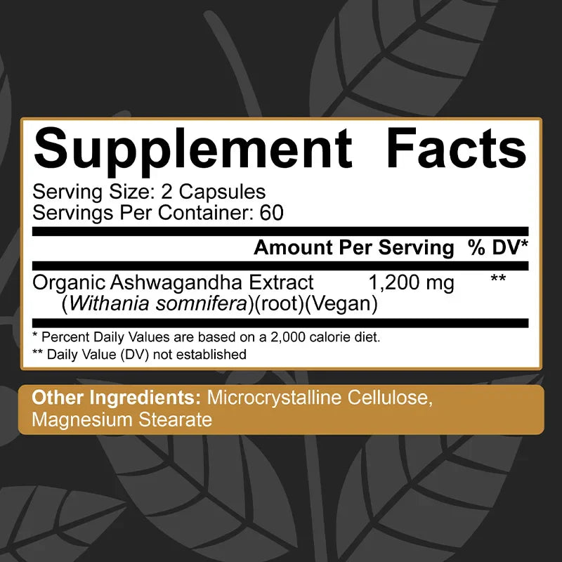 Organic Ashwagandha Capsules – Focus, Energy & Mood | 120ct