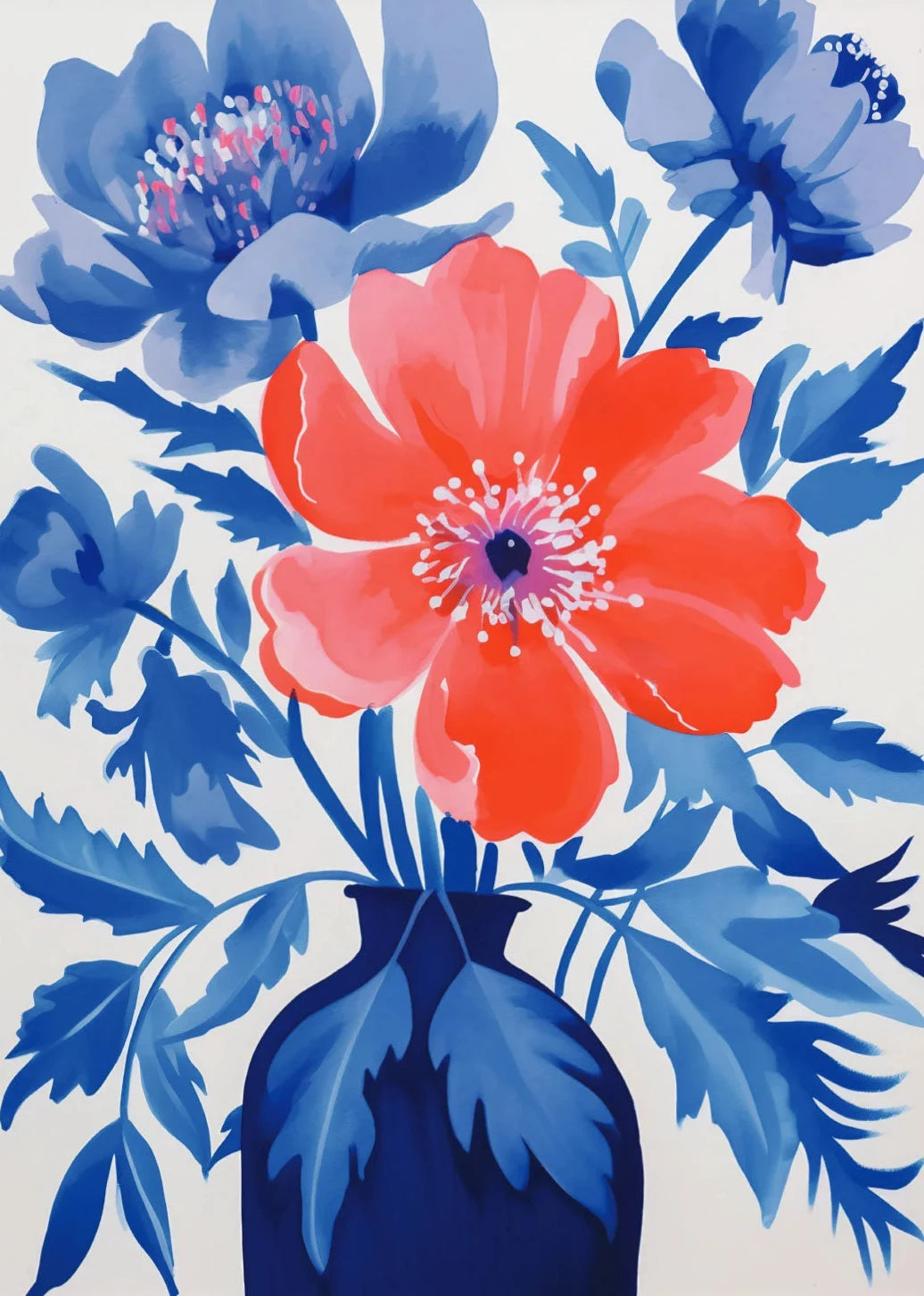 Gouache Wildflower Botanical Canvas Wall Art | Spring Floral Print