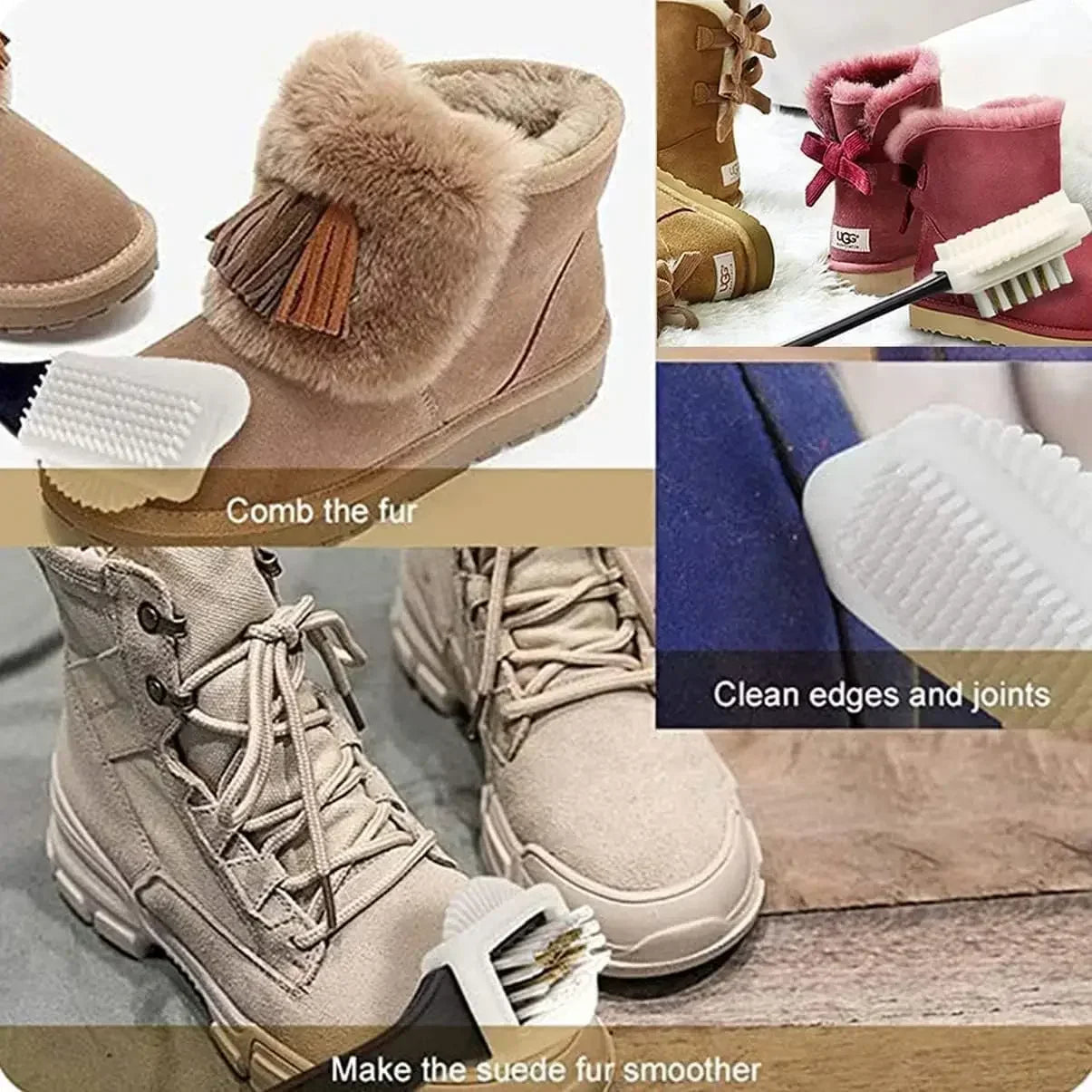 3-Sided Suede & Nubuck Shoe Brush | Boot Cleaner Tool