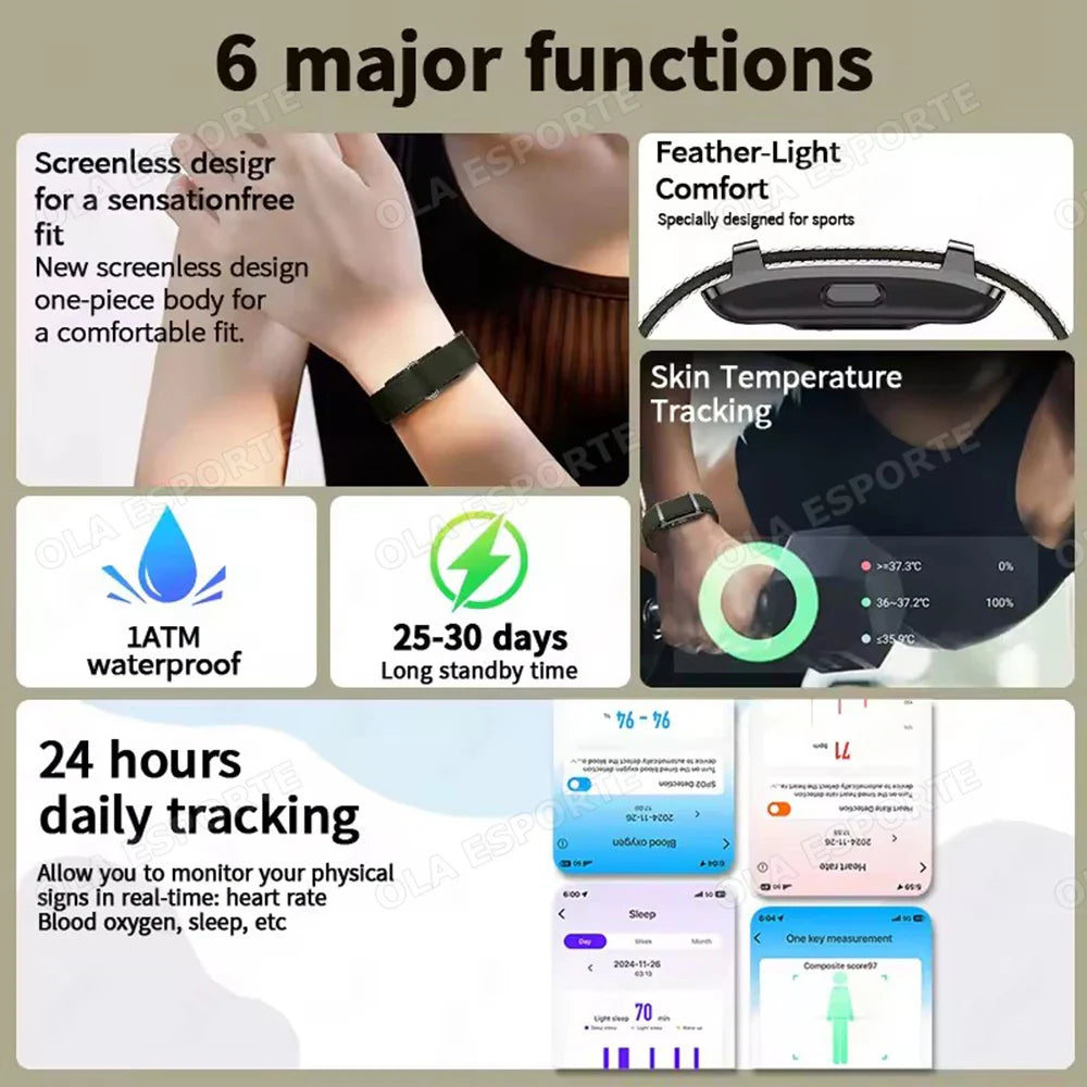 Ola Esporte No-Screen Fitness Tracker Bracelet | IP68 Smart