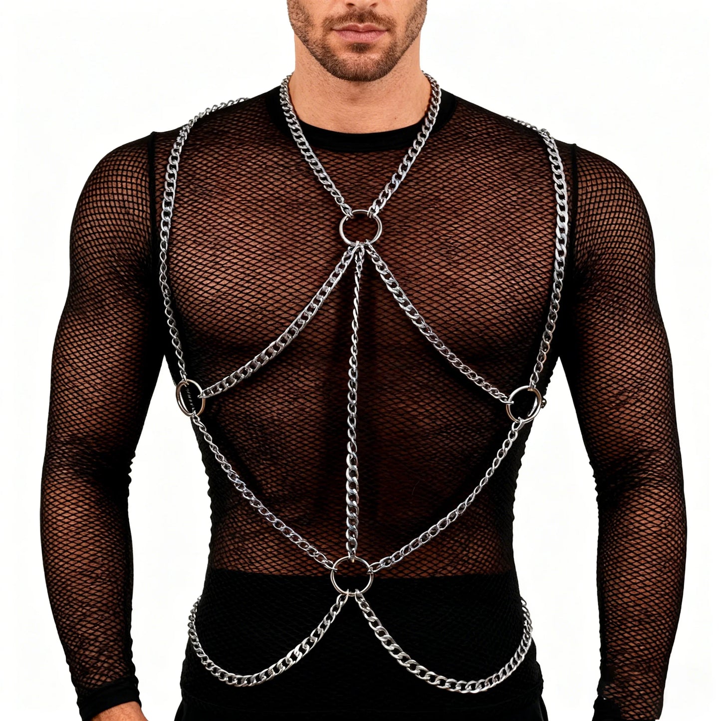 Rock Multilayer Metal Tassels Waist Belly Chain Necklace Men Punk
