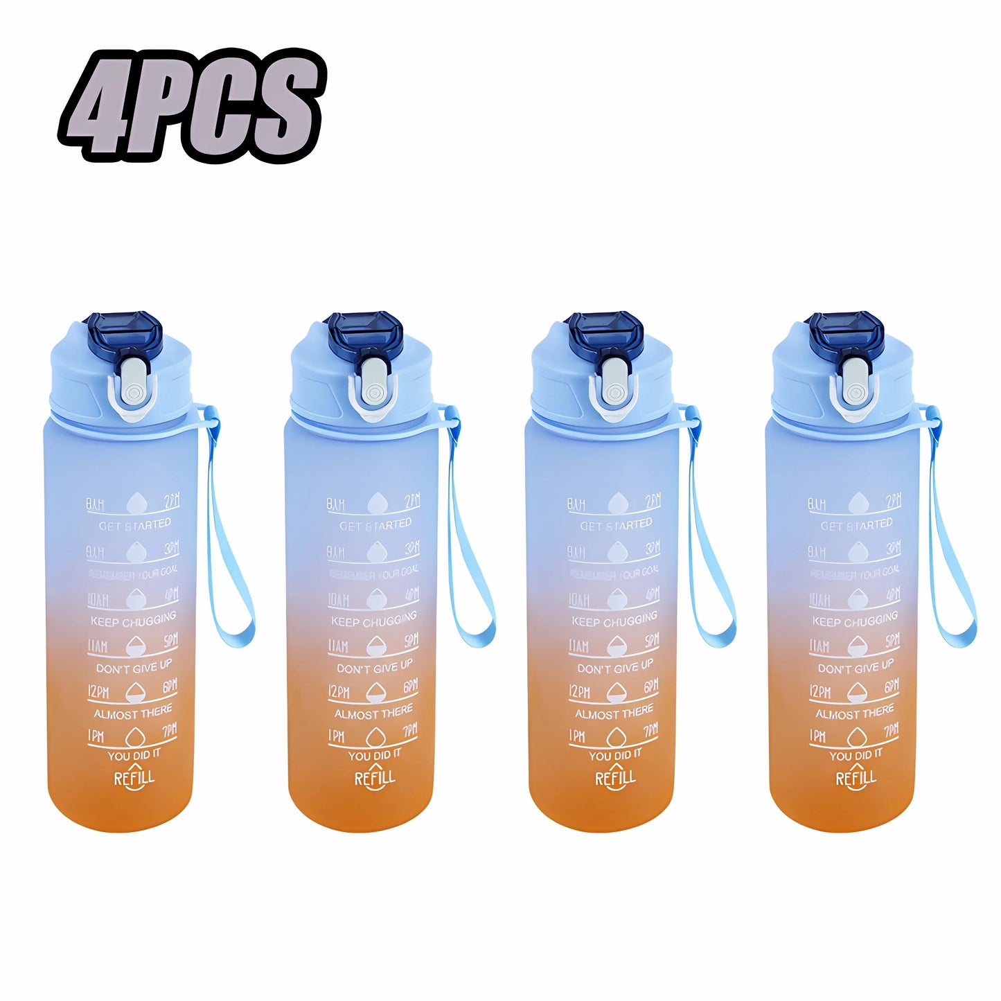 900ml BPA-Free Sports Water Bottle with Time Marker & Straw