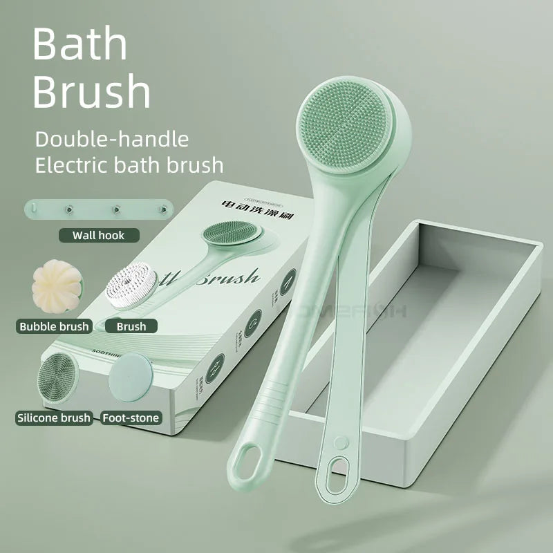 HOMEFISH Dual Handle Electric Bath Body Scrubber Brush with Long Handle Back Cleaning Tool for Back Exfoliation And Deep Cleanin Peaceful Pleasures Health and Wellness as shown 1 Yes