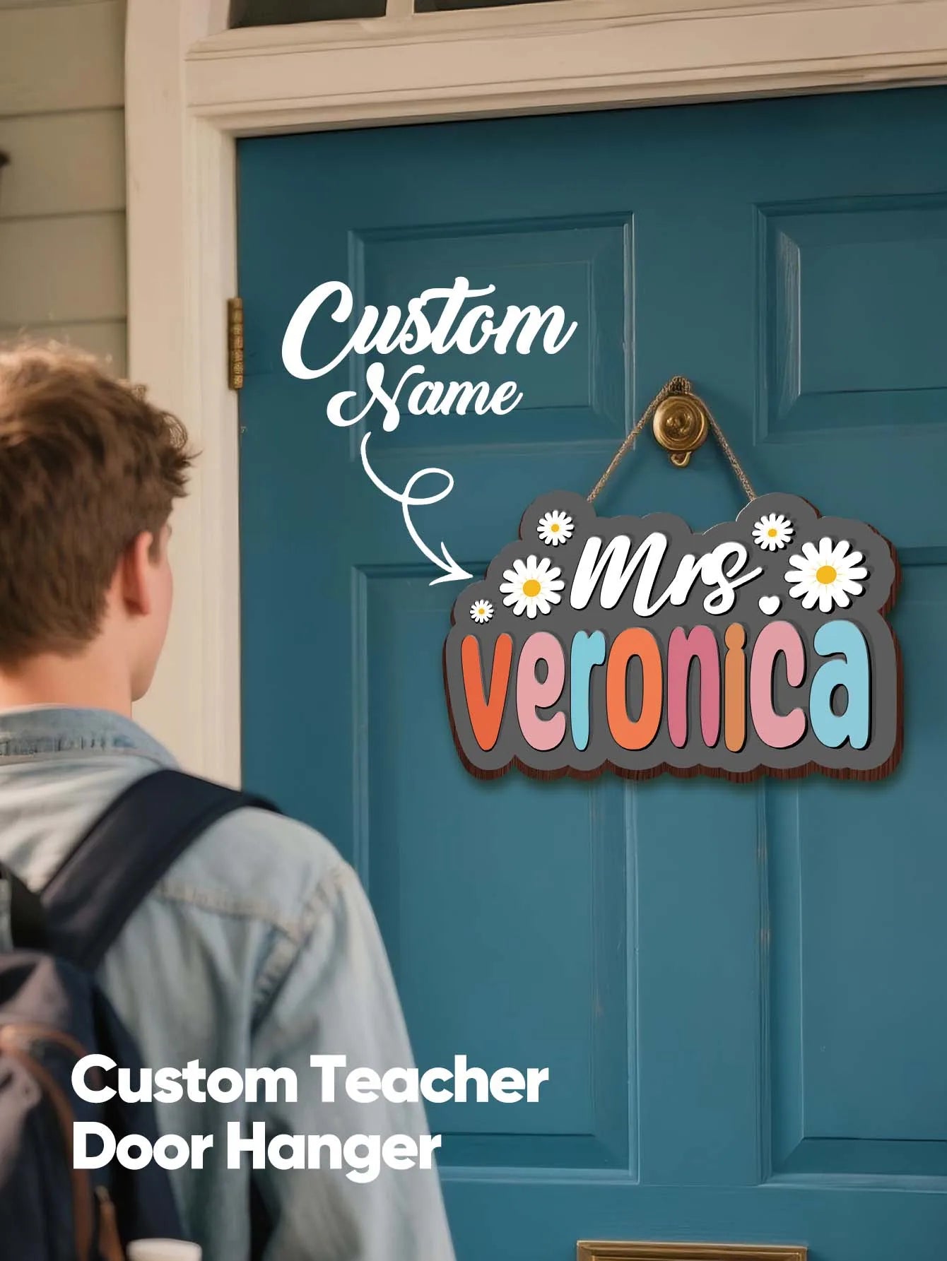 Custom Wooden Name Sign Personalized Teacher Appreciation Gift Back to School Door Decor Classroom Office Home Hanging Plaque Peaceful Pleasures Health and Wellness