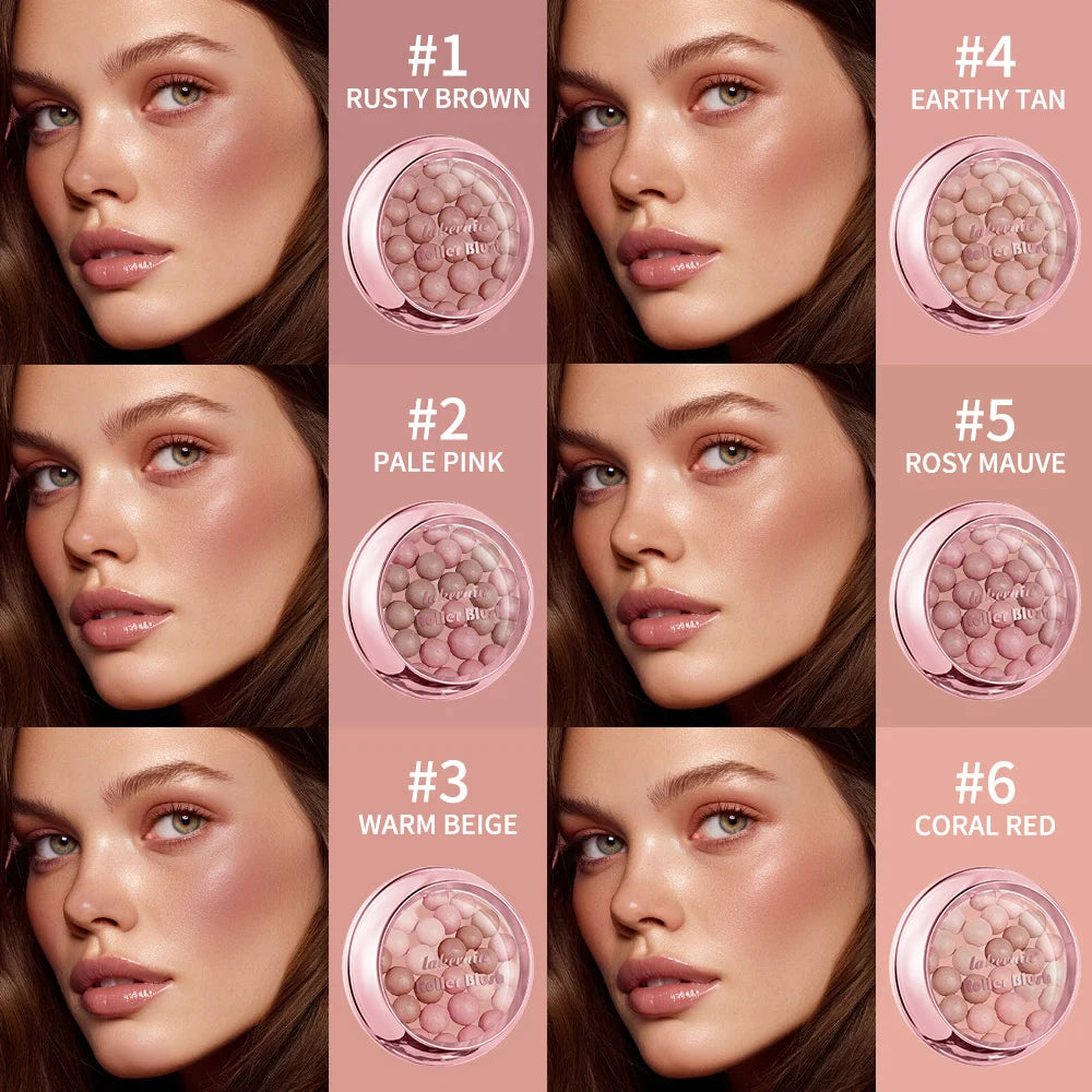 Spherical Roller Blush With Brush Natural Makeup Long Lasting Pearlescent Cosmetics For Women Face Contour Blusher Peaceful Pleasures Health and Wellness