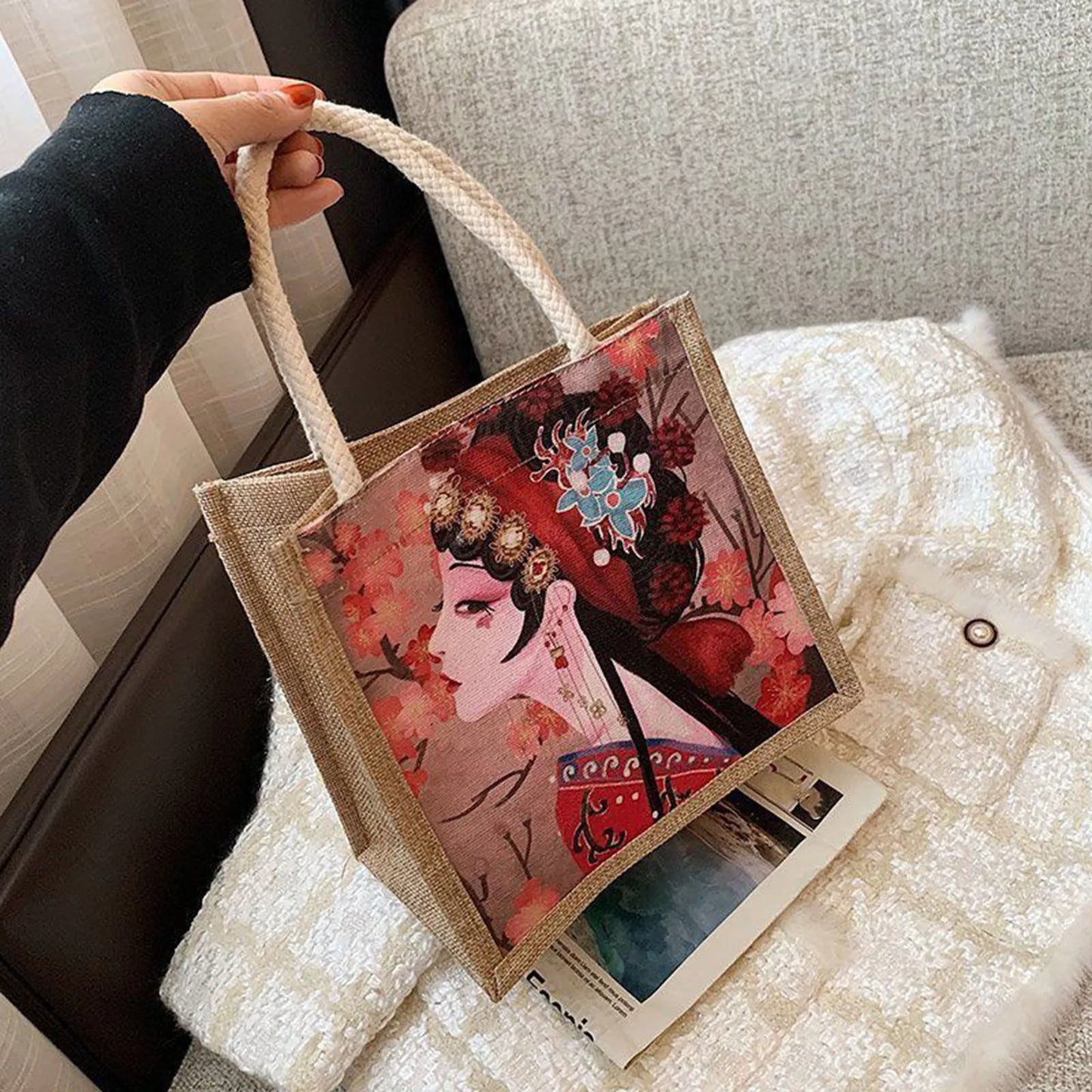 Women Casual Canvas Handbag Large Purse with Soft Handles & Inner Pocket for Mobile Phone Cosmetics Books Peaceful Pleasures Health and Wellness