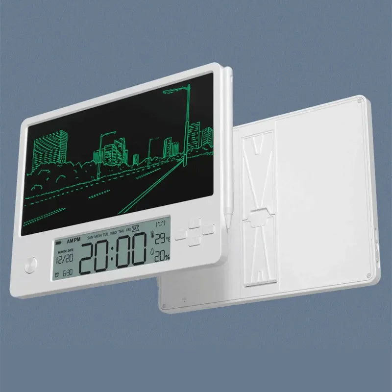 Digital Alarm Clock LCD Writing Board Calendar Temp & Humidity